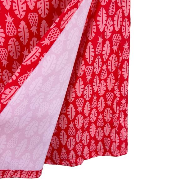 Rip Skirt Red Pink Pineapple Adjustable Coverup Above Knee Wrap Skirt Size M - Picture 3 of 6